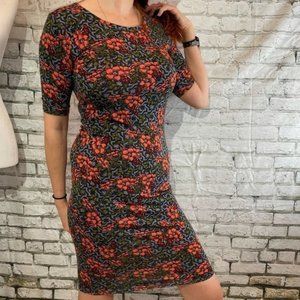 LULAROE Grey Orange Floral Julia XS